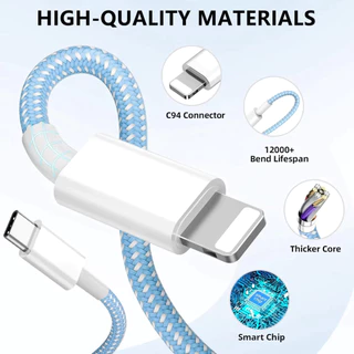 ชาร์จเร็ว PD 35W สายชาร์จสีอ่อน, สายชาร์จ, หัวชาร์จนุ่มชาร์จเร็ว (เหมาะสําหรับ iPhone 5-14pro max/iPad) รับประกัน 1 ปี
