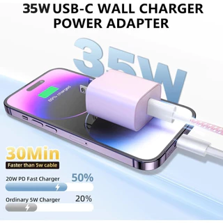 ชาร์จเร็ว PD 35W สายชาร์จสีอ่อน, สายชาร์จ, หัวชาร์จนุ่มชาร์จเร็ว (เหมาะสําหรับ iPhone 5-14pro max/iPad) รับประกัน 1 ปี