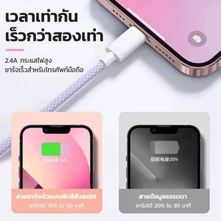 ชาร์จเร็ว PD 35W สายชาร์จสีอ่อน, สายชาร์จ, หัวชาร์จนุ่มชาร์จเร็ว (เหมาะสําหรับ iPhone 5-14pro max/iPad) รับประกัน 1 ปี