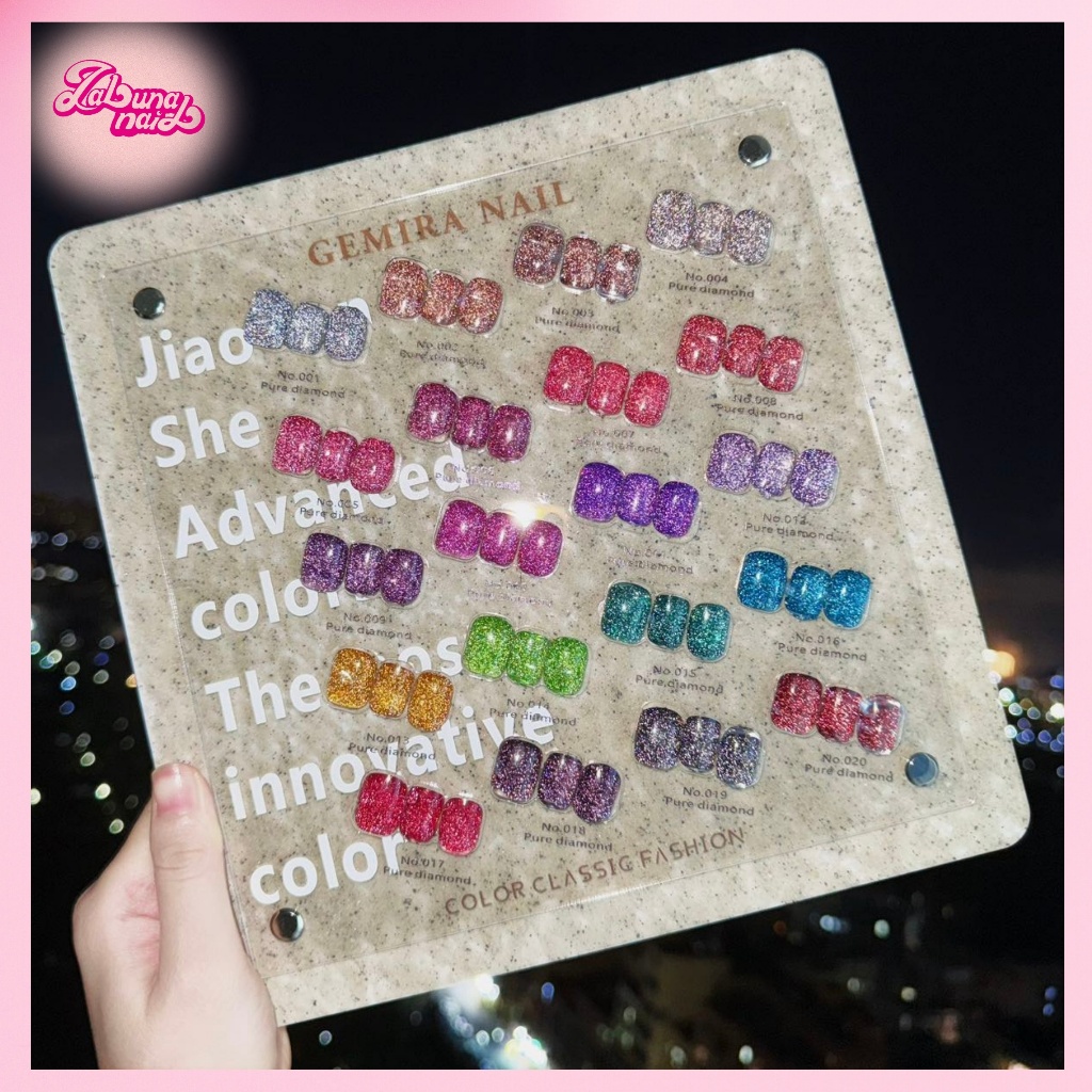 【พร้อมส่ง】GEMIRA NAIL ชุดยาทาเล็บเจล 20 สี เจลเพชรหัก เจลแฟลช เจลเลื่อม พร้อมแผนภูมิสีฟรี