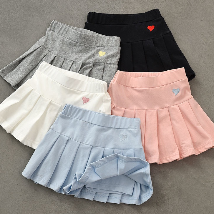 【พร้อมส่ง】ผ้าฝ้าย Jk กระโปรงสั้นจีบและกางเกงเซฟตี้สาวเกาหลีกระโปรงจีบขนาด 110-170