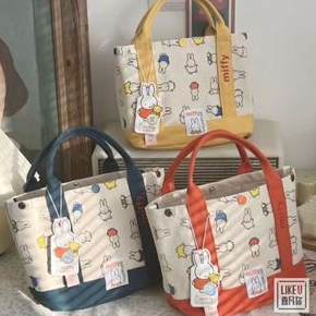 [พร้อมส่ง] กระเป๋าถือ ผ้าแคนวาส ปักลายกระต่ายน่ารัก 3 แบบ แฟชั่นสไตล์เกาหลี
