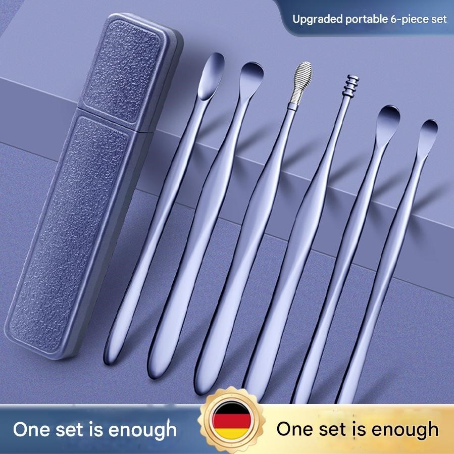 [COD] 6PCs ชุดทําความสะอาดหูนํามาใช้ใหม่ Earpick Sticks ABS Earwax Remover Ear Pick ทําความสะอาดหูช้อนแบบพกพาพลาสติกชุดเครื่องมือทําความสะอาดหูพร้อมกล่องเก็บสําหรับผู้ใหญ่
