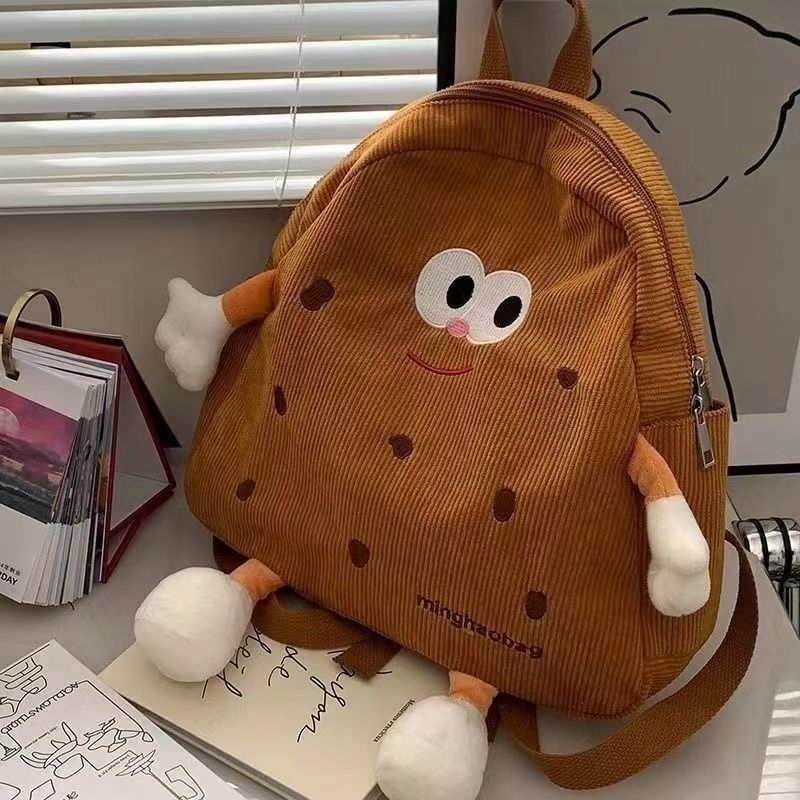 〔 จัดส่งจากกทม 〕 กระเป๋าเป้สะพายหลังกระดาษลูกฟูกนุ่มความจุขนาดใหญ่กระเป๋านักเรียนแฟชั่นเกาหลีออกแบบบิสกิตสร้างสรรค์เหมาะสําหรับผู้หญิงแ