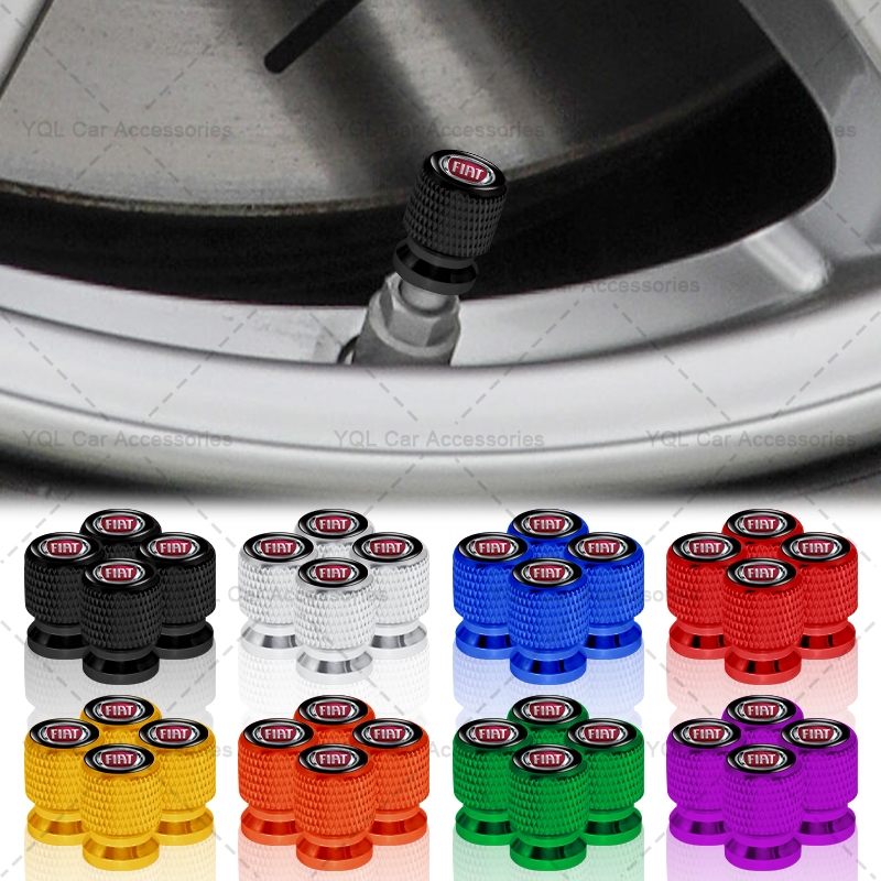 4pcs อลูมิเนียมรถยางหมวกเกลียวล้อรถ Tyre Stem สําหรับ Fiat Panda Bravo Punto Croma 500 595 รถ Stiry 