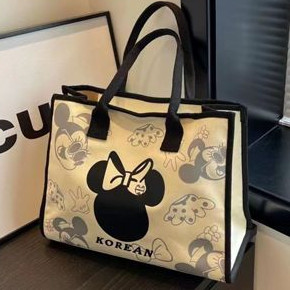 [พร้อมส่ง] กระเป๋าสะพายไหล่ ผ้าแคนวาส ลายการ์ตูน มีซิป ทนทาน แฟชั่นสําหรับสตรี