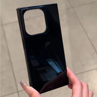 【Square soft case/Black】 เคส compatible for iPhone 11 12 13 14 15 16 pro max case