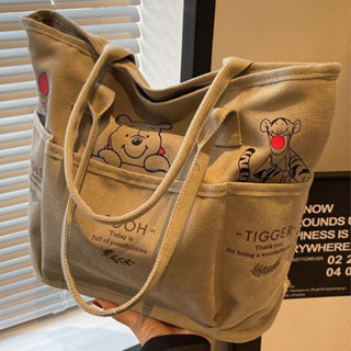 [กรุงเทพฯ จัดส่ง] กระเป๋าผ้าแคนวาสพิมพ์ลายการ์ตูนความจุขนาดใ…