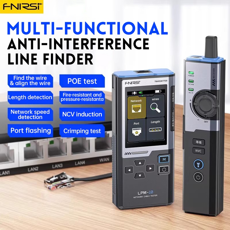 FNIRSI LPM-10 เครื่องค้นหาสายมัลติฟังก์ชั่นเครื่องทดสอบเครือข่ายการตรวจจับสายเคเบิลเครือข่าย POE ป้องกันการรบกวน