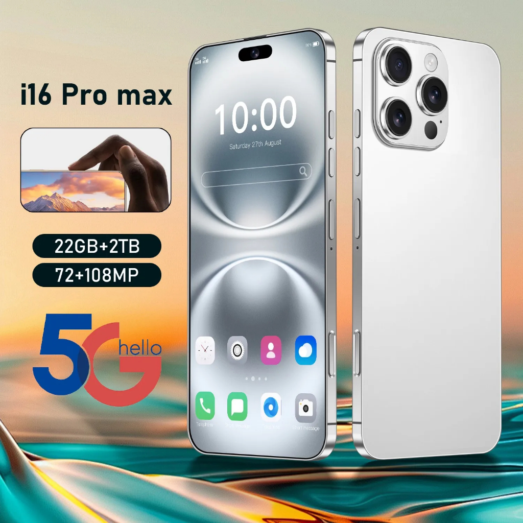 โทรศัพท์มือถือ I16 Pro Max สมาร์ทโฟน 16GB+1TB