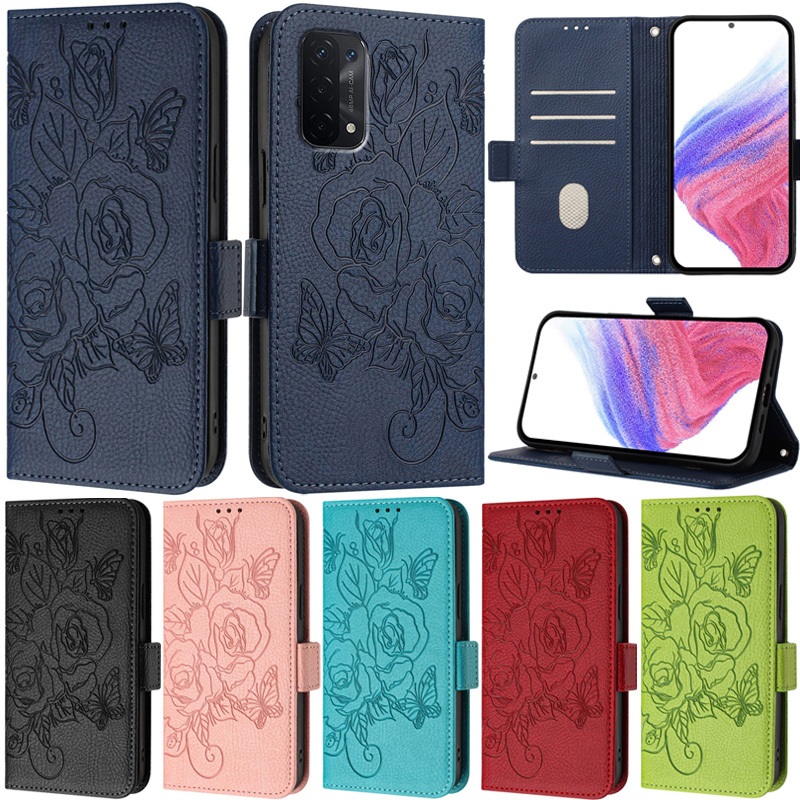 หรูหราปลอกสําหรับOppo A57 4G A77 2022 A57s A77s A54 5G A54s A76 A96 4G A16 A74 4G A15 A52 A72 A92 ค้นหาX8 Pro A74 5G A74 5GกรณีหนังRoseฝาครอบหนังกรณี