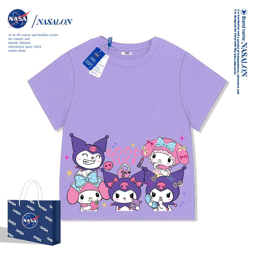 NASA เสื้อแขนสั้นเด็ก Cotton 100% ลายการ์ตูนคุโรมิ เสื้อยืดแขนสั้นเด็กผู้หญิง คุณภาพดี นุ่มสบาย สไตล์เกาหลี