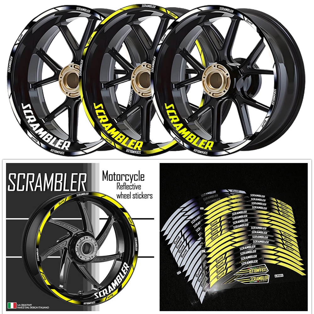 Ducati SCRAMBLER สติกเกอร์สะท้อนแสง สําหรับติดตกแต่งล้อรถมอเตอร์ไซค์ DUCATI SCRAMBLER 1100 800 ICON/SIXTY2 URBAN ENDURO