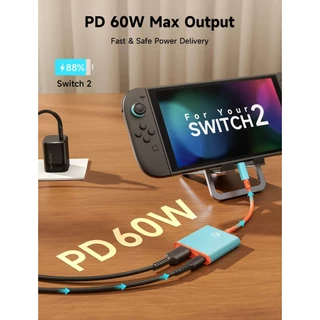 JSAUX Dock Adapter for Switch 2/Switch/OLED สําหรับสวิตช์ 2 Docking Station 3-in-1 USB Type C อะแดปเตอร์ HDMI สําหรับ Nintendo Switch 1/ 2/พอร์ตชาร์จ OLED สําหรับแล็ปท็อปแท็บเล็ต-CV0087 & CV0086&CV0088