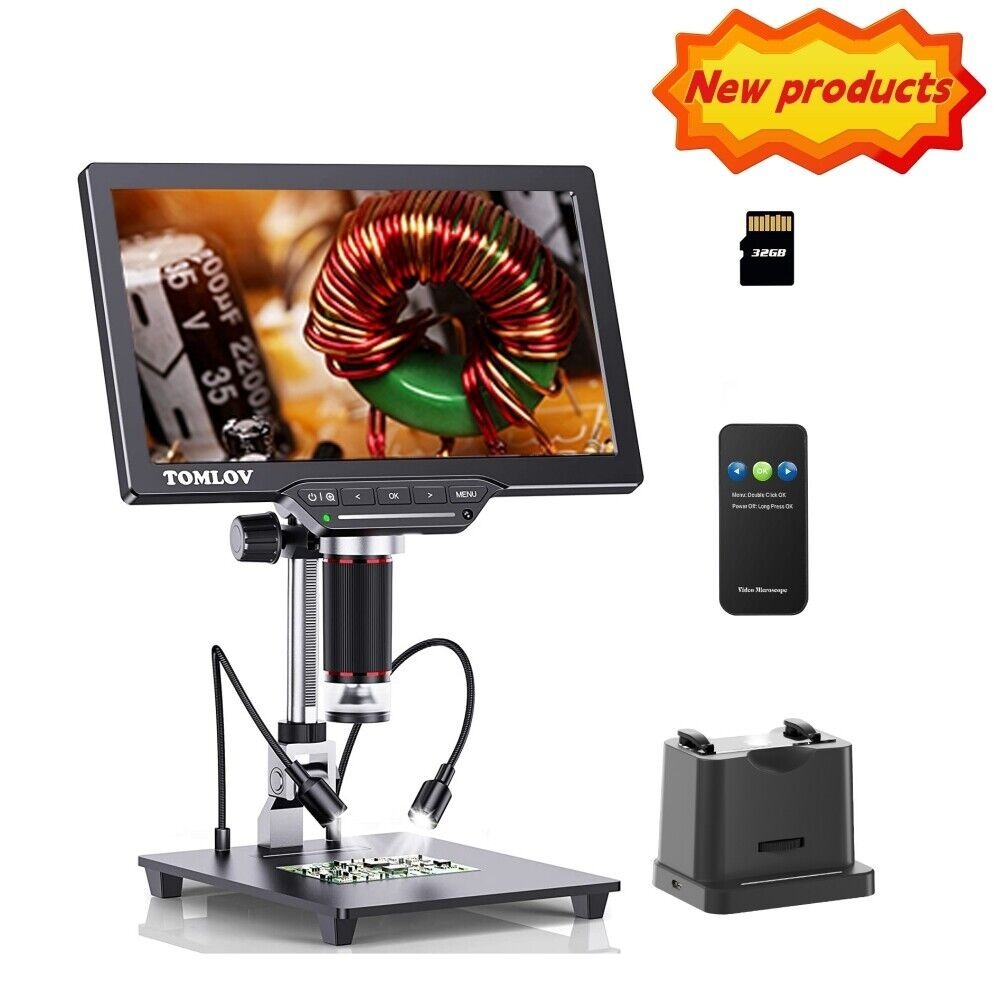 กล้องจุลทรรศน์ดิจิตอล TOMLOV DM202 Max | กําลังขยาย 1300 เท่า | หน้าจอ IPS LCD ขนาด 10" | HDMI เข้าก