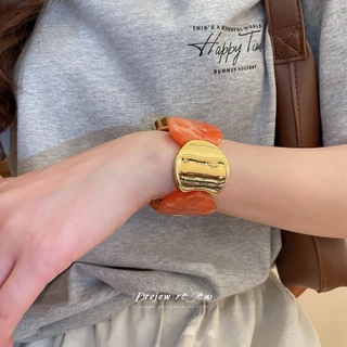 สร้อยข้อมือเชือกยางยืดประกบวงกลมอะคริลิค สไตล์ยุโรปและอเมริกา ออกแบบเฉพาะตัวและสวยงาม