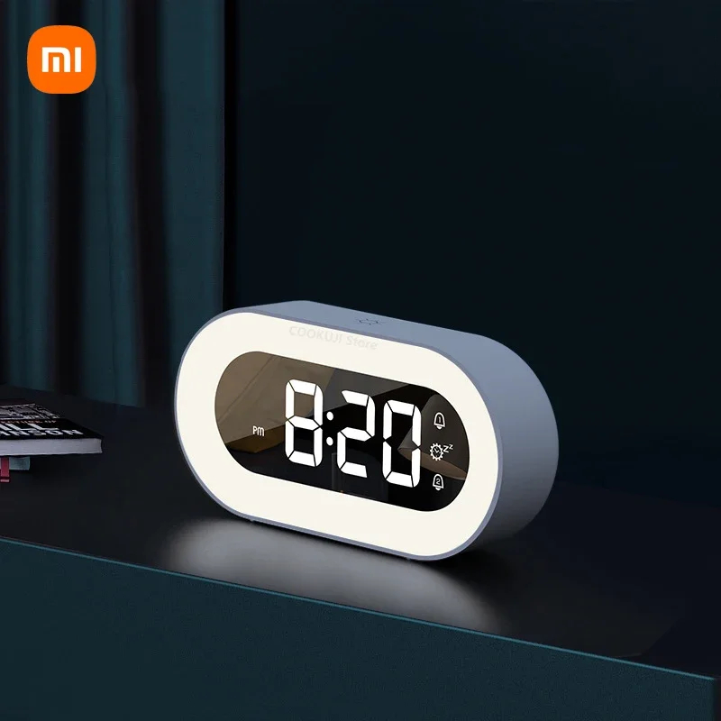 Xiaomi Mijia เพลง LED นาฬิกาปลุกดิจิตอลควบคุมเสียง Night Light Design นาฬิกาตั้งโต๊ะตกแต่งบ้านของขวัญเด็ก