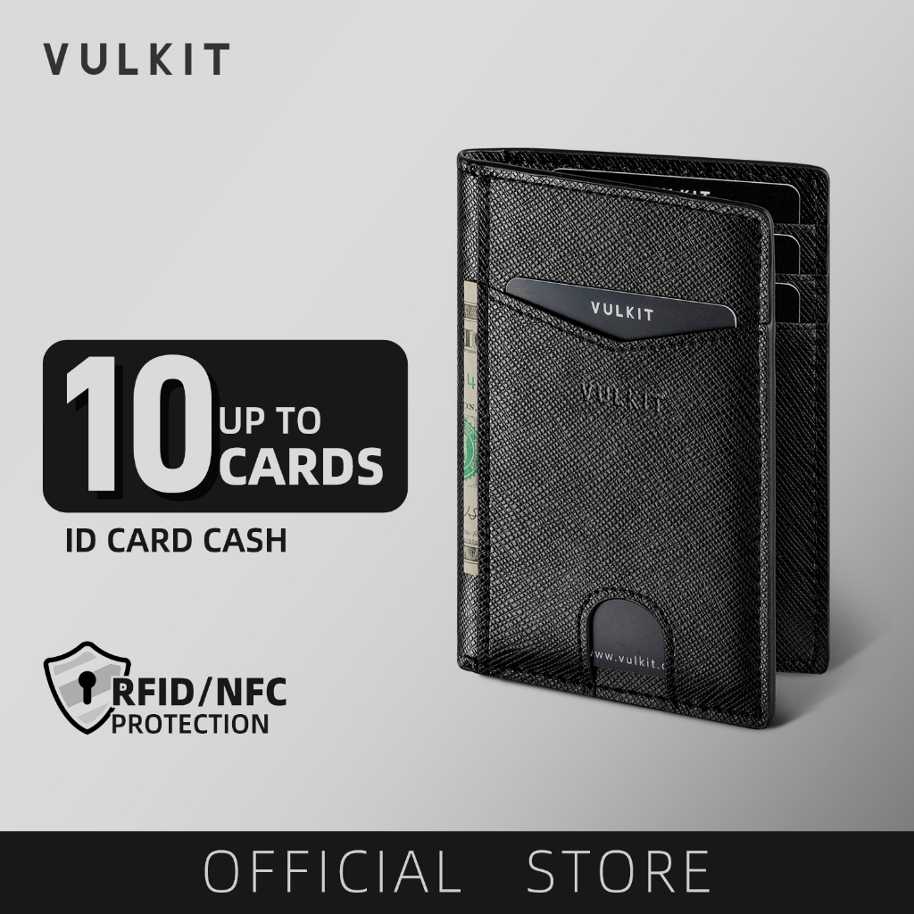 VULKIT-Bifold Slim Wallet RFID Blocking Minimalist Leather Credit Card Holder Gift for Men-VW100