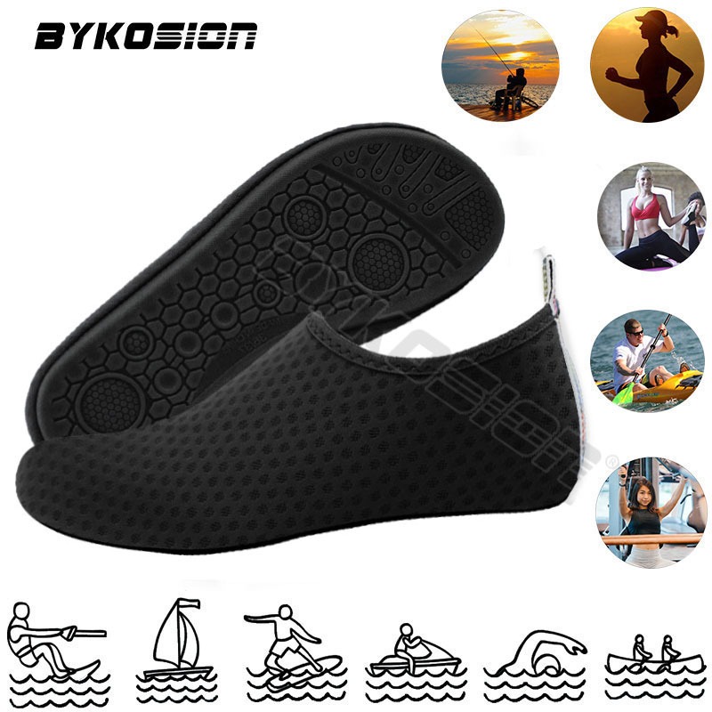 BYKOSION รองเท้าแตะชายหาด Unisex Aqua ต้านทานแรงลื่น สวมใส่สบายเหมือนไม่ใส่รองเท้า เหมาะสำหรับฤดูร้อน