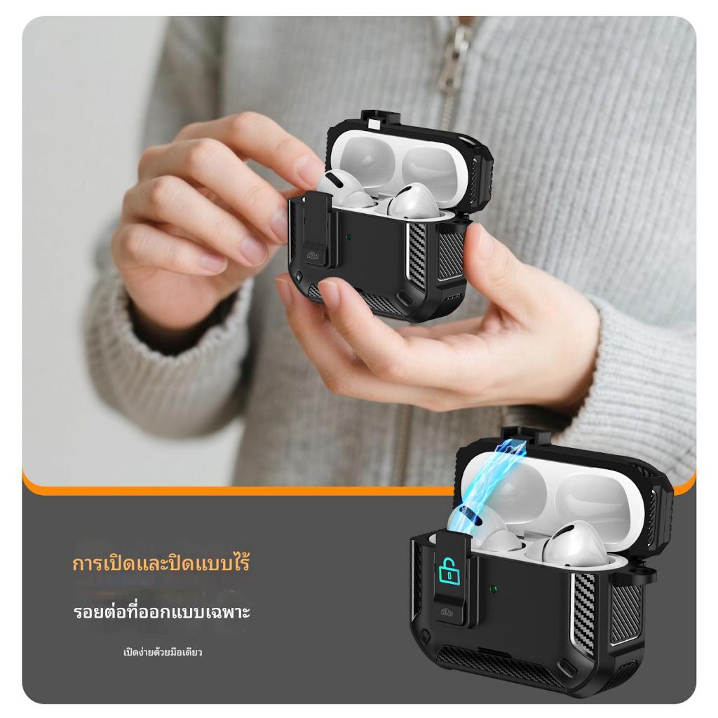 เคสชาร์จไร้สายแม่เหล็กสําหรับ airpods pro2/ สําหรับ airpods4 Gen - พร้อมตะขอคาราบิเนอร์และขาตั้งแบบพับได้, มุมป้องกันการตก + ล็อคความปลอดภัย