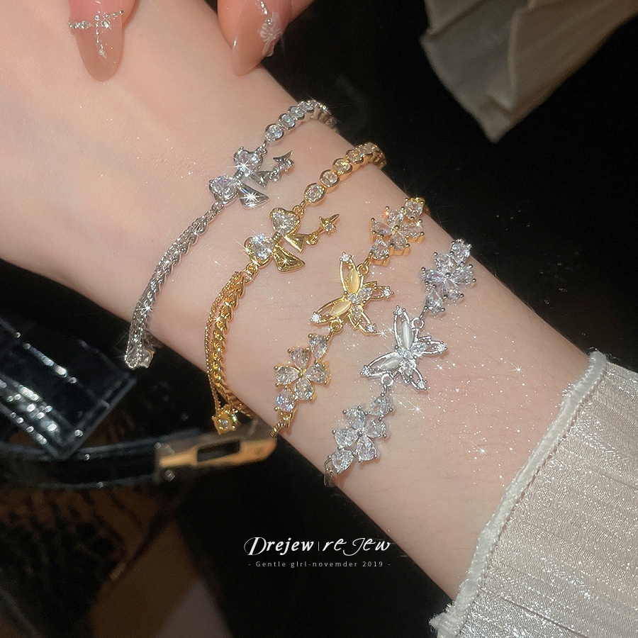 สร้อยข้อมือผีเสื้อทองแท้ 18K ชุบไฟฟ้า ออกแบบทันสมัย สำหรับคนรักความหรูหรา
