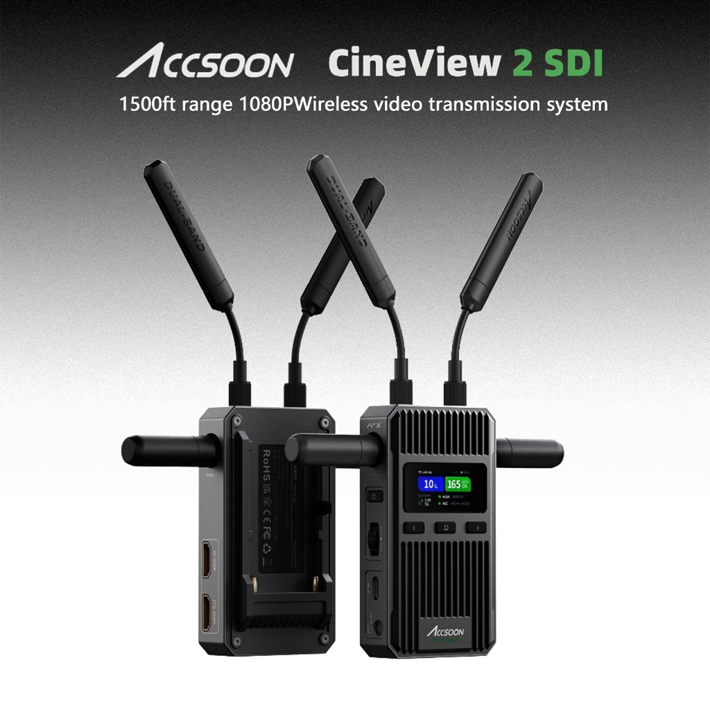 ACCSOON CineView 2 SDI HDMI SDI 450m Range UVC Livestreaming 0.05s Latency Dual Band การส่งผ่านวิดีโ