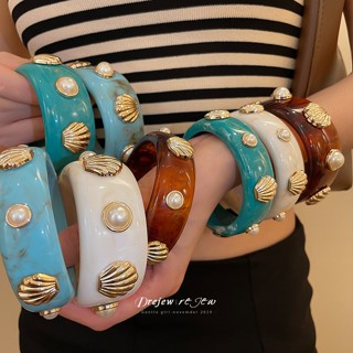 สร้อยข้อมือเปลือกเรซิ่น มุกเรขาคณิต ทันสมัย ออกแบบเฉพาะตัว ส…