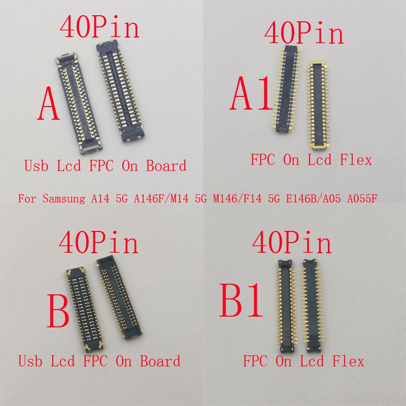 2-10Pcs จอแสดงผล Lcd FPC Connector ปลั๊ก Usb สําหรับ Samsung A14 5G A146F M14 M146 A05 A055F F14 E146B Charger Galaxy ชาร์จ 40 Pin Flex สายแจ็ค Contact ซ็อกเก็ต