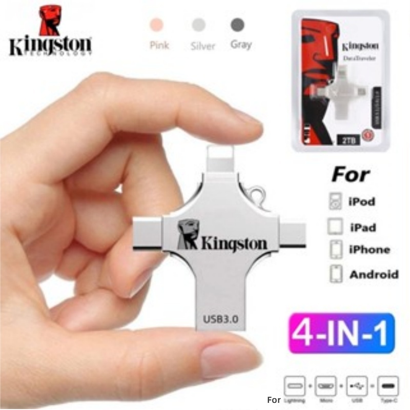 2TB 4 IN 1 USB3.0 แฟลชไดรฟ์โลหะ 1TB 512GB 256GB OTG ไดรฟ์ปากกา 128GB 64GB U Disk สําหรับ iP/ho/ne 6/