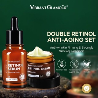VIBRANT GLAMOUR FDA Retinol Set Face Cream+Facial Serum VA Anti Aging Whitening Renewing Skin Reduce Fine Lines Wrinkle 2Pieces