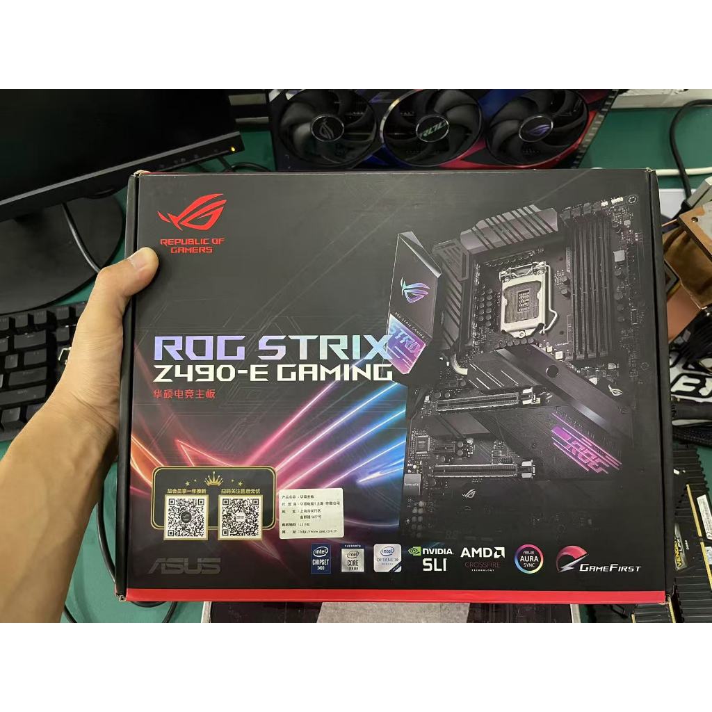 กล่องพร้อมอุปกรณ์เสริม ใช้เมนบอร์ด ASUS ROG Z490-E Gaming DDR4 ATX เข้ากันได้กับโปรเซสเซอร์ Intel 10