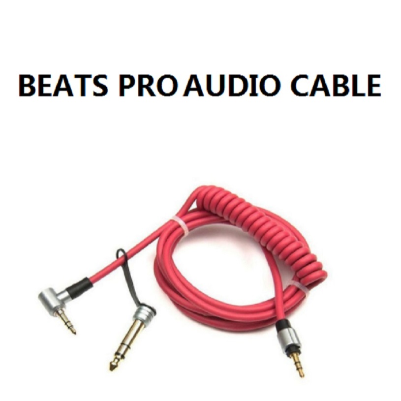 สายสัญญาณเสียงทดแทนสําหรับหูฟัง Beats Pro สายสัญญาณเสียง 3.5 มม. ตัวผู้พร้อมลวดสปริงโลโก้