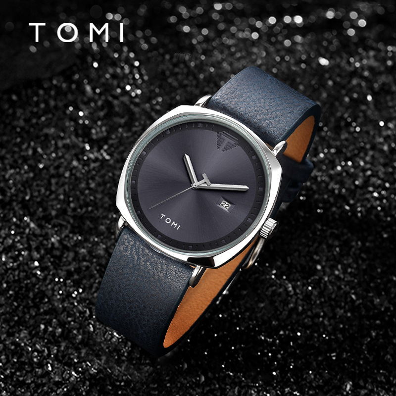 TOMI TOMI Square Calendar Watch Business Men Fashion Belt Watch