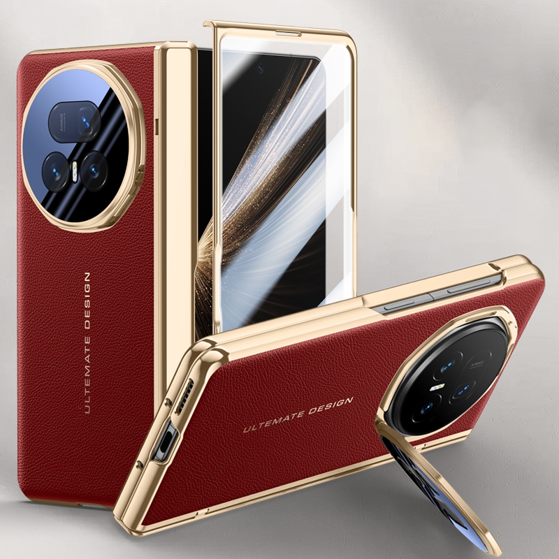 เคสสําหรับ Honor Magic V3 V5 เคสโทรศัพท์ผิวรู้สึกบางเฉียบป้องกันเต็มชุบฮาร์ดปกหลังแม่เหล็กพร้อมฟิล์มป้องกันและขาตั้ง