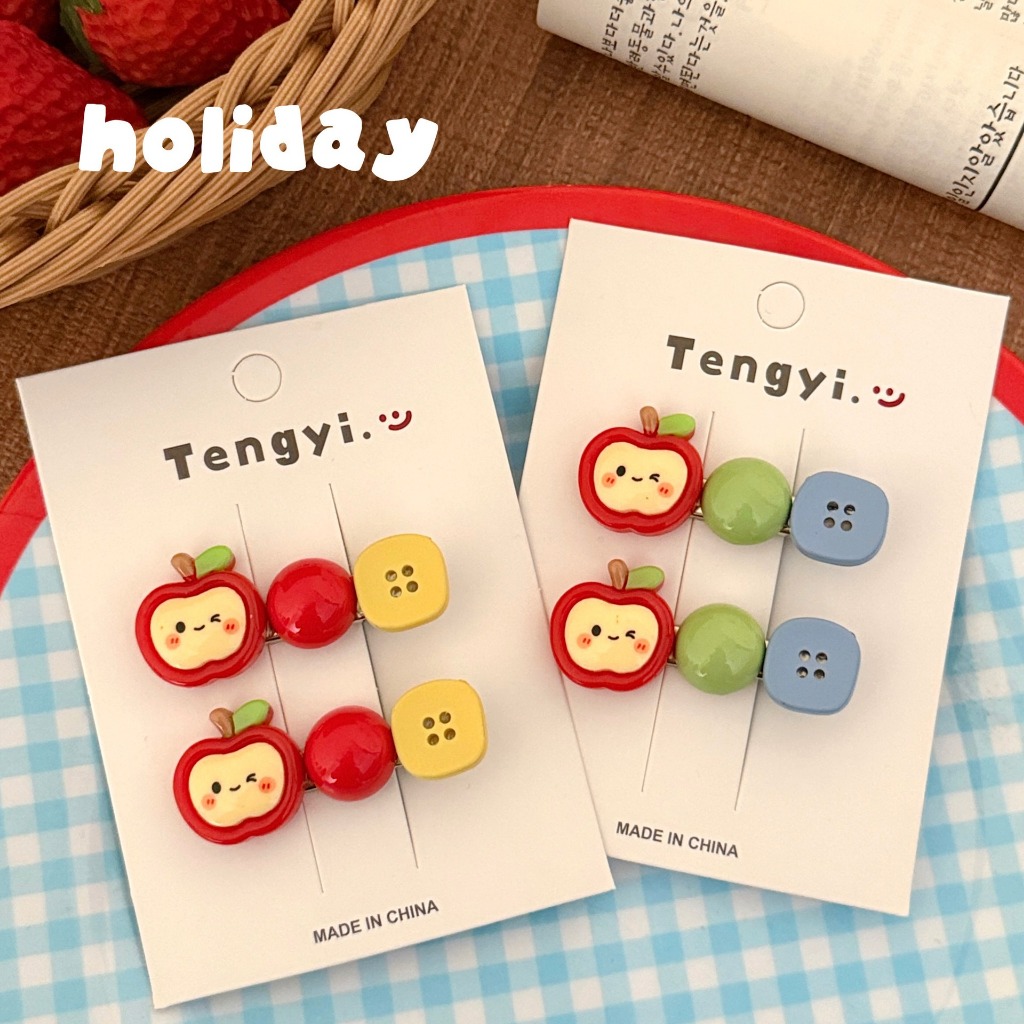 โจโจ้ โกโก้ 2025 กิ๊บติดผมแอปเปิ้ลสไตล์ใหม่หญิงผมม้าผมหักคลิปด้านข้างแฟชั่นกิ๊บต