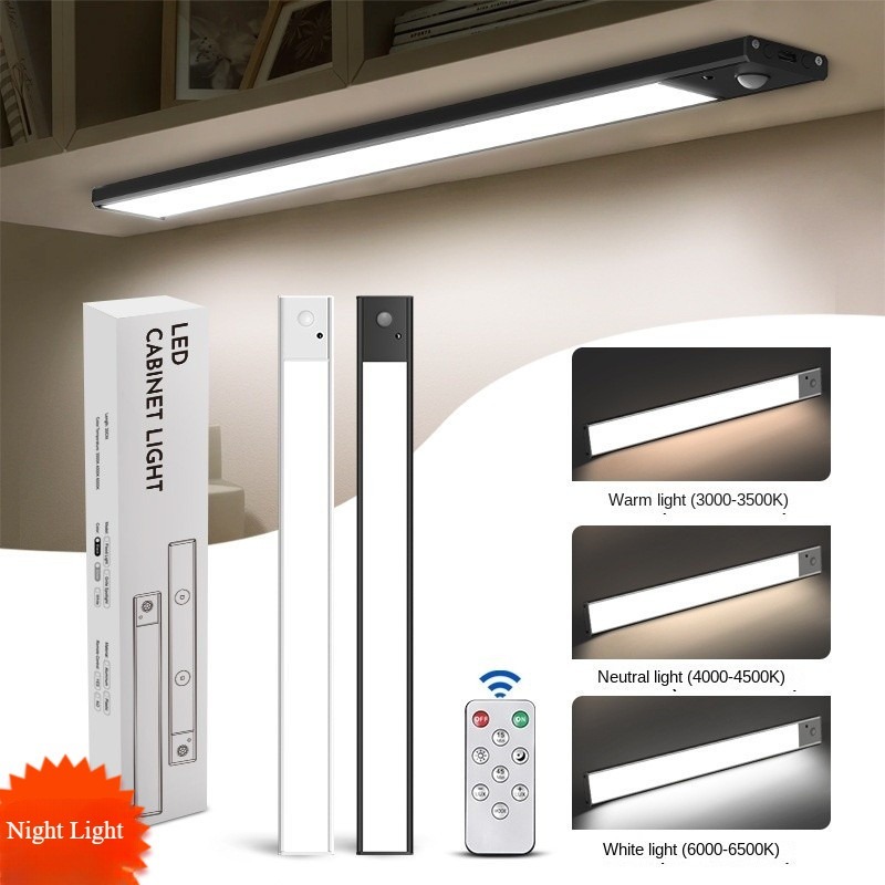 3 สีรีโมทคอนโทรล Motion Sensor Led Night Light Ultra-Thin สมาร์ทไร้สายตู้ครัวโคมไฟ USB ตู้เสื้อผ้าโคมไฟ