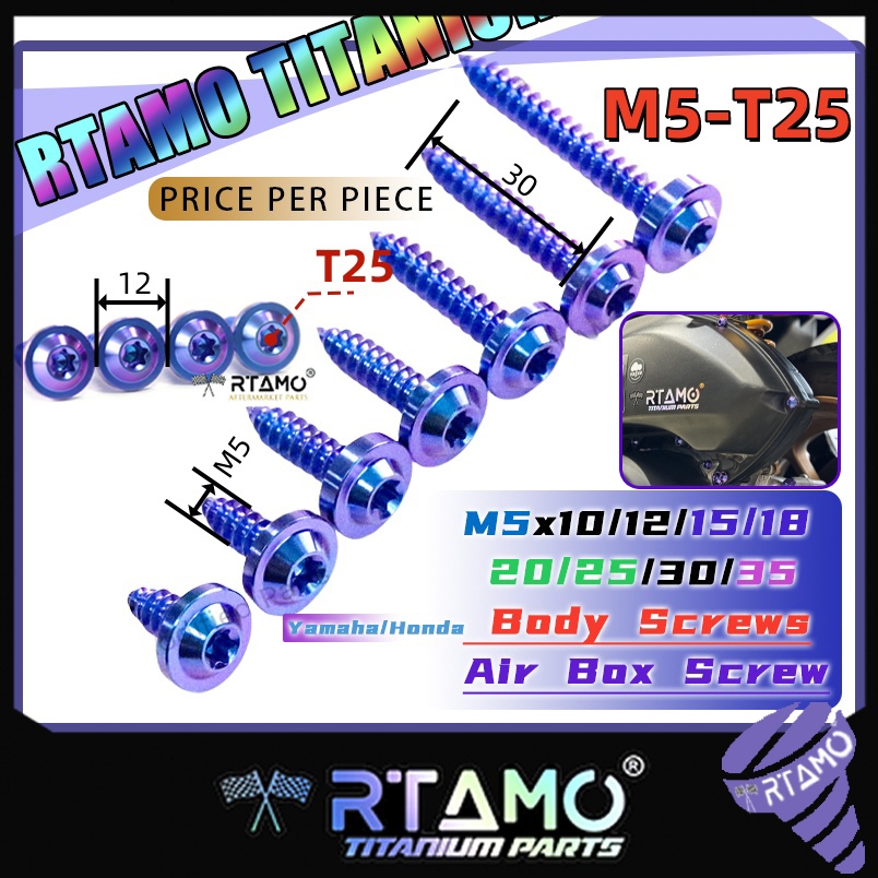 RTAMO Titanium Gr5 M5x10-35 12D T25 UFO Self-Tapping Xmax Forza น็อตเกลียวปล่อย ยึดฝาครอบไส้กรองอากาศ สำหรับ PCX