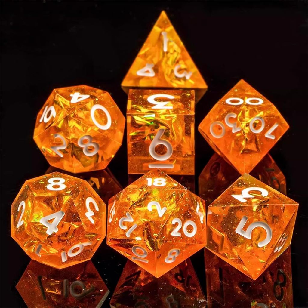 DND ลูกเต๋าชุดเรซิ่น Sharp Edge ลูกเต๋าชุด Handmade 7 ชิ้น Polyhedral ลูกเต๋าชุด DND RPG MTG บทบาทเล