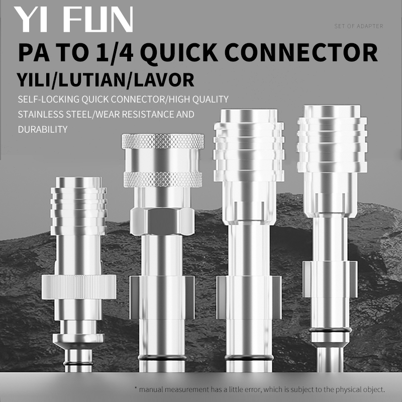 อุปกรณ์ล้างรถเครื่องซักผ้ารถยนต์แรงดันสูง PA ถึง 1/4 Quick Connector ปืนฉีดน้ํา Self-Locking สเปรย์ปืนหัวอะแดปเตอร์