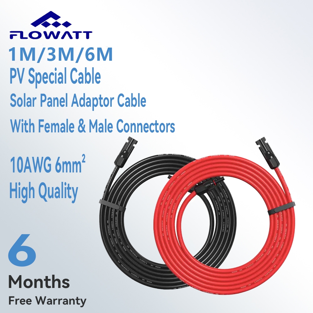 Powmr 0.5/3/6M 6mm2 10AWG พลังงานแสงอาทิตย์ PV สายทองแดงดีบุกสําหรับตัวควบคุมพลังงานแสงอาทิตย์แผงพลั