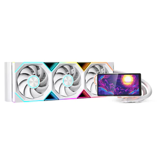 Jungle Leopard Pro Flow 360 CPU Aio Cooler 5.5 นิ้วหน้าจอ LCD / 360 มม.พัดลม/5V 3PIN ARGB Mobo Sync 4PIN PWM Daisy Chain สําหรับ Intel LGA1155 LGA1200 LGA1700 AMD AM5 AM4