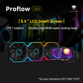 Jungle Leopard Pro Flow 360 CPU Aio Cooler 5.5 นิ้วหน้าจอ LCD / 360 มม.พัดลม/5V 3PIN ARGB Mobo Sync 4PIN PWM Daisy Chain สําหรับ Intel LGA1155 LGA1200 LGA1700 AMD AM5 AM4