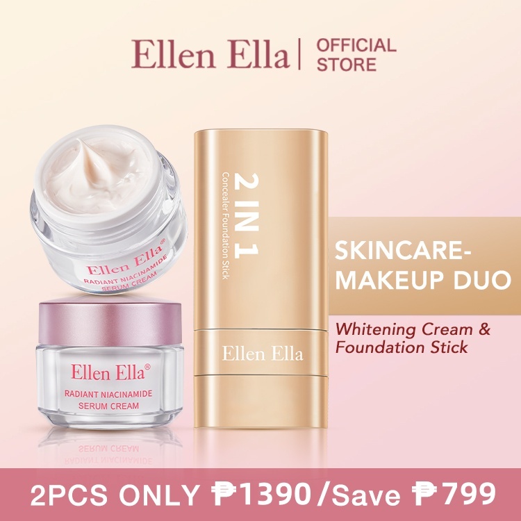 Ellen Ella Skincare Makeup Set Niacinamide Whitening Concealer และ Foundation Stick Dark Spot Remove