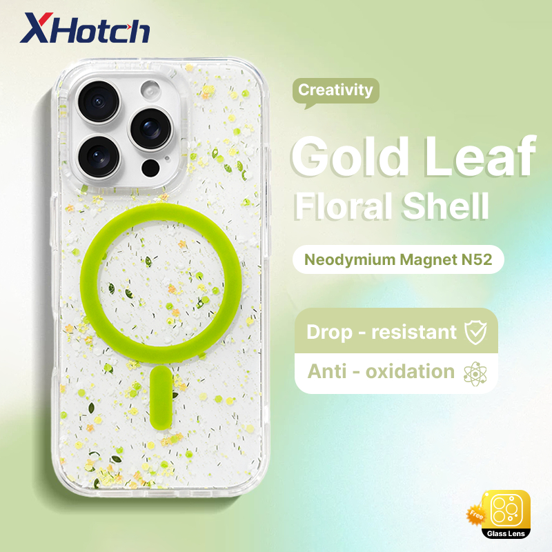 XHotch IMD สองด้านลามิเนตแม่เหล็กเคสโทรศัพท์สําหรับ iPhone 17 16 15 14 13 12 Pro Max Plus PC แผงด้านหลัง + TPU Soft Edging ในตัว Anti Fall ง่ายและ Anti Yellowing ปลอก