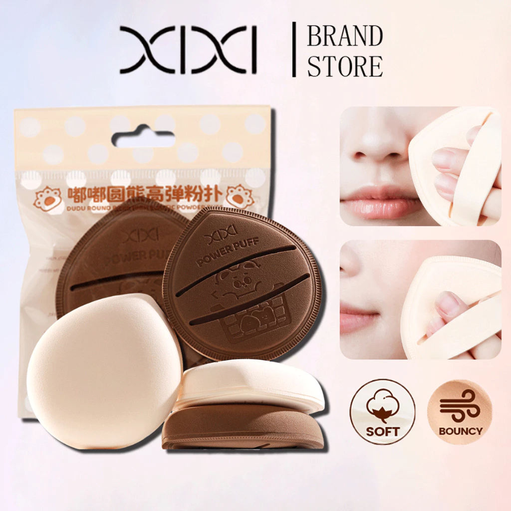 XIXI 1PCS หมีน่ารักรูปแบบพัฟแต่งหน้า - ยืดหยุ่นนุ่มโดยไม่ต้องกินแป้งแห้ง/เปียก Dual ใช้ Foundation ฟองน้ําแต่งหน้า GJ218