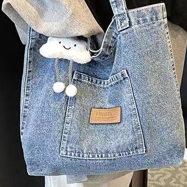 【จัดส่งจากประเทศไทย】🌼พร้อมส่ง🌼 อเมริกันวินเทจถุงยีนส์ถุงสิริอินเทรนด์รูปแบบใหม่ขนาดใหญ่-ความจุถุงสิริแฟชั่นพร็อพสบายๆกระเป๋าสะพาย
