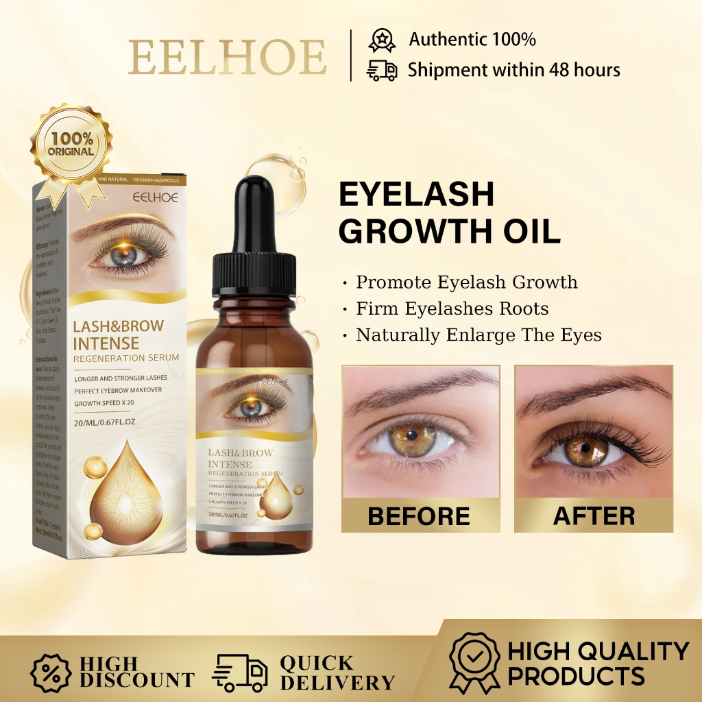 Eelhoe Eyelash Serum Eyelash Growth Oil Eyebrow Enhancer Oil Brow Essence มาสคาร่าธรรมชาติ 20ml ส่งเสริมขนตา Growth Firm ขนตารากธรรมชาติขยายตา