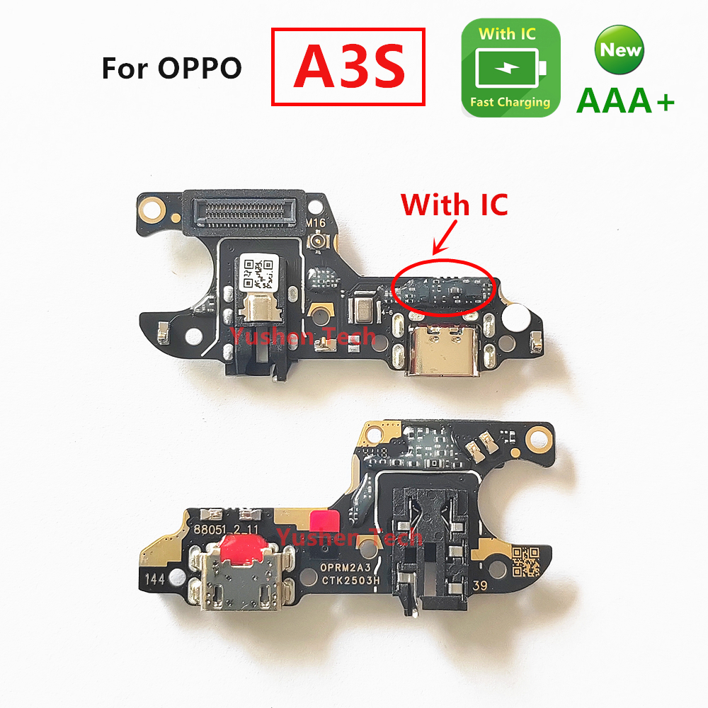 สําหรับ OPPO A3S บอร์ดชาร์จ USB - พอร์ตชาร์จสายเคเบิล Flex แท่นชาร์จขั้วต่อไมโครโฟนซ็อกเก็ตบอร์ดชาร์จเปลี่ยนชาร์จเร็ว