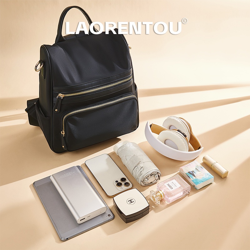 LAORENTOU กระเป๋าเป้สะพายหลังขนาดใหญ่สำหรับผู้หญิง ดีไซน์เกาหลี หลายช่องจัดของ ใช้ได้ทุกวัน - รูปที่ 7