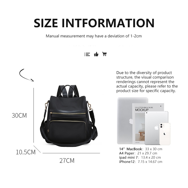 LAORENTOU กระเป๋าเป้สะพายหลังขนาดใหญ่สำหรับผู้หญิง ดีไซน์เกาหลี หลายช่องจัดของ ใช้ได้ทุกวัน - รูปที่ 3